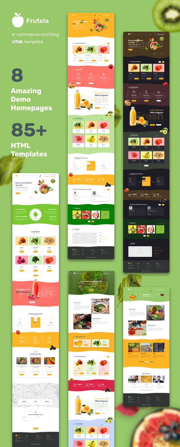 Frutella - Organic Food, Fruits and Vegetables Shop Responsive HTML Bootstrap Template - 1